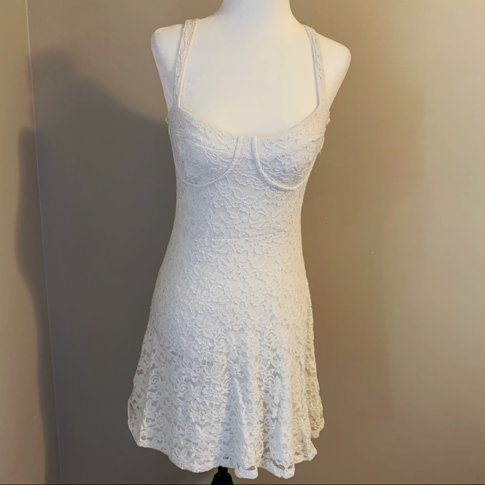 Off White Floral Lace Dress